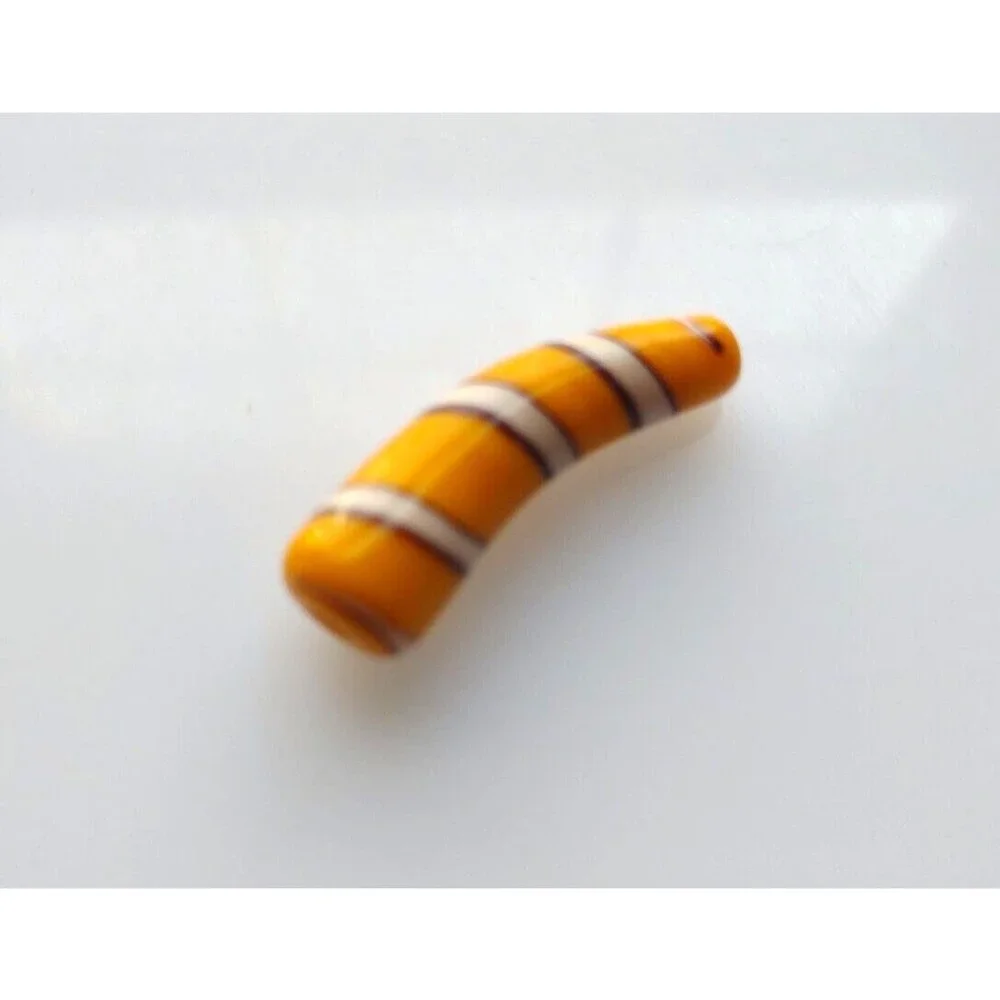 (1) Vintage Large Japanese Glass Horn Bead Jewelry Crafts NOS 30mm Japan 1950's